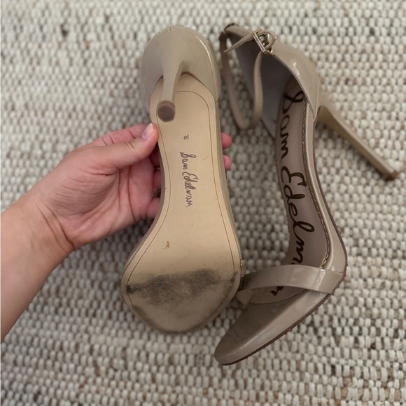 Sam Edelman Nude Patent Heels Size 10 – Ankle Strap Dress Sandals - Picture 2 of 5